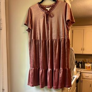 LC Lauren Conrad Metallic Pink Ruffle Dress